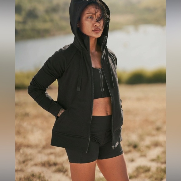 Athleta Jacket Women’s Small Triumph Hoodie Full Zip Activewear Black S - Picture 1 of 10